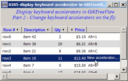How to display keyboard accelerator in GtkTreeView with GtkCellRendererAccel - Part 2 - change hot keys on the fly?