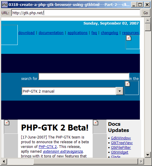 How to create a php gtk browser using gtkhtml - Part 2 - click on links?
