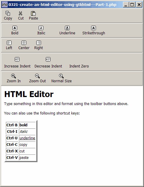 How to create an html editor using gtkhtml - Part 1?