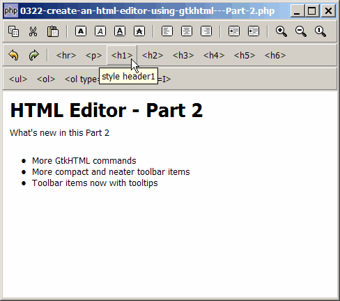 How to create an html editor using gtkhtml - Part 2?