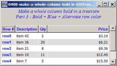 How to make a whole column bold in GtkTreeView - Part 3 - bold and blue and alternate row color?