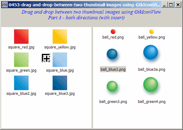 How to drag and drop between two thumbnail images using GtkIconView - Part 3 - both directions with insert?