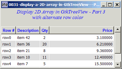 How to display a 2D array in GtkTreeView - Part 3 - with alternate row colors?