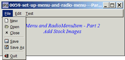 How to set up menu and radio menu - Part 2 - add stock images?