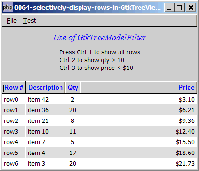 How to selectively display rows in GtkTreeView with GtkTreeModelFilter - Part 1?