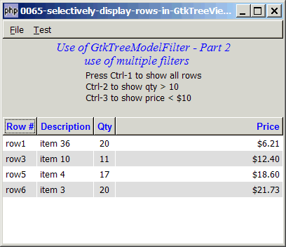 How to selectively display rows in GtkTreeView with GtkTreeModelFilter - Part 2?