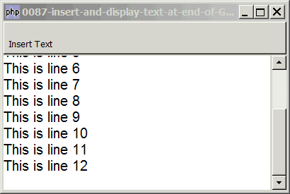 How to insert and display text at end of GtkTextView?