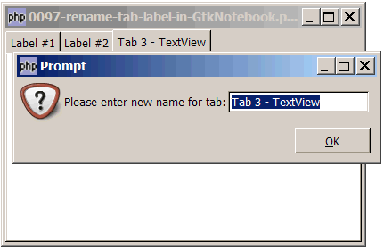 How to rename tab label in GtkNotebook?