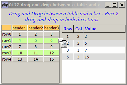 How to drag and drop between a table and a list - Part 2 - in both directions?