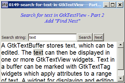 How to search for text in GtkTextView - Part 2?