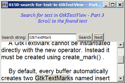 How to search for text in GtkTextView - Part 3?