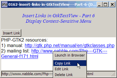 How to insert links in GtkTextView - Part 6 - Display Context Sensitive Menu?