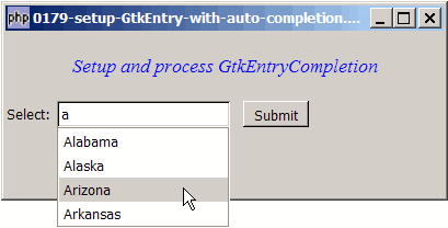 How to setup GtkEntry with auto completion?