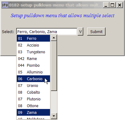 How to setup pulldown menu that allows multiple select?