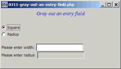 How to gray out an entry field?