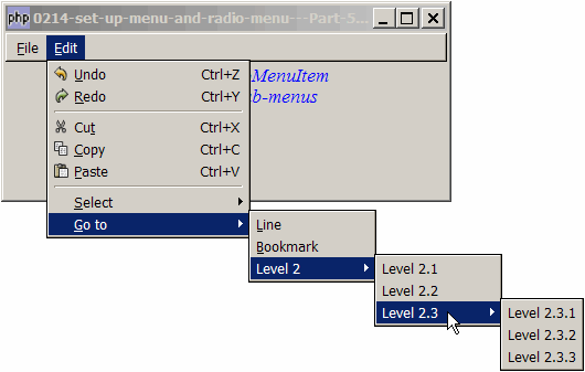 How to set up menu and radio menu - Part 5 - add submenus?