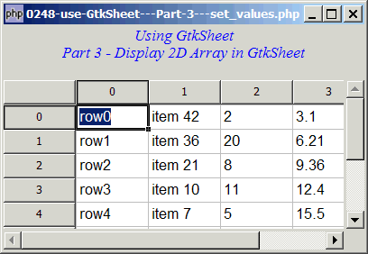 How to use GtkSheet - Part 3 - set values?