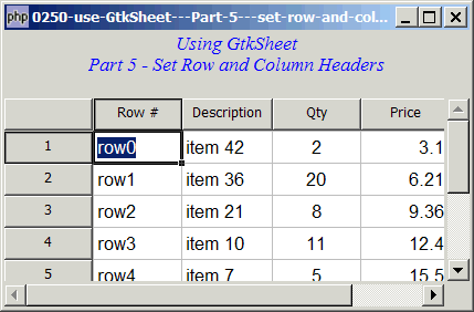 How to use GtkSheet - Part 5 - set row and column headers?