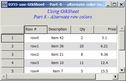 How to use GtkSheet - Part 8 - alternate row colors?