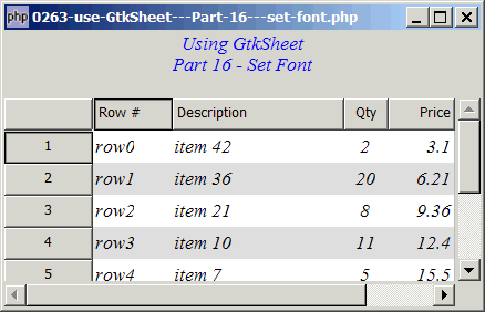 How to use GtkSheet - Part 16 - set font?