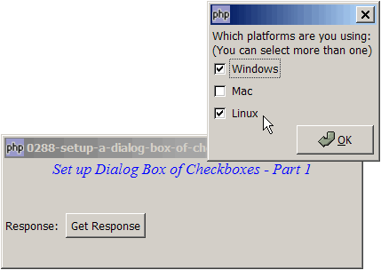 How to setup a dialog box of checkboxes - Part 1?