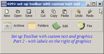 How to set up toolbar with custom text and graphics - Part 2 - labels on right of graphics?