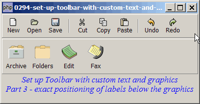 How to set up toolbar with custom text and graphics - Part 3 - exact positioning of labels?