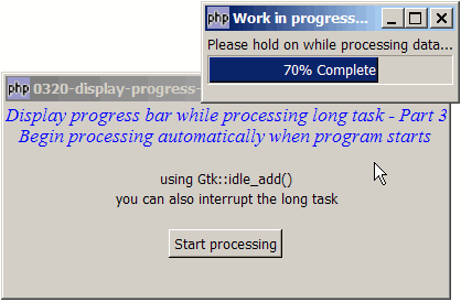 How to display progress bar while processing long task - Part 3 - auto begin processing when program starts?