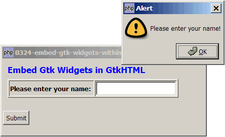 How to embed gtk widgets within html text using gtkhtml?