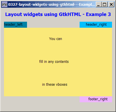 How to layout widgets using gtkhtml - Example 3?