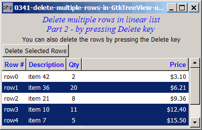 How to delete multiple rows in GtkTreeView using GtkListStore - Part 2 - by pressing delete key?