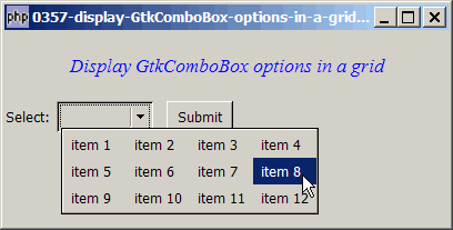 How to display GtkComboBox options in a grid?