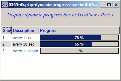 How to display dynamic progress bar in GtkTreeView - Part 1?