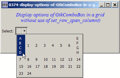 How to display options of GtkComboBox in a grid without use of set_row_span_column?