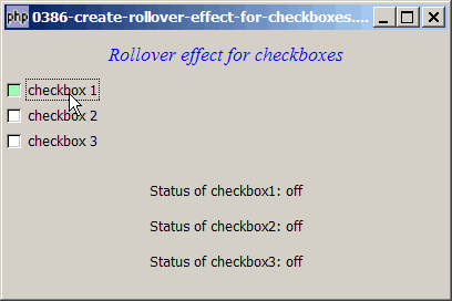 How to create rollover effect for checkboxes?