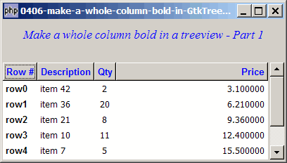 How to make a whole column bold in GtkTreeView - Part 1 - bold?