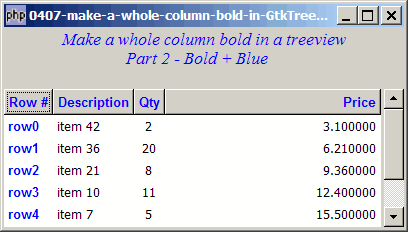 How to make a whole column bold in GtkTreeView - Part 2 - bold and blue?