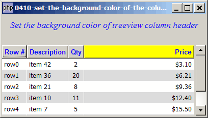 How to set the background color of the column header of a treeview?