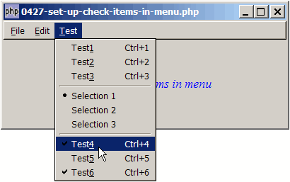 How to set up check items in menu?