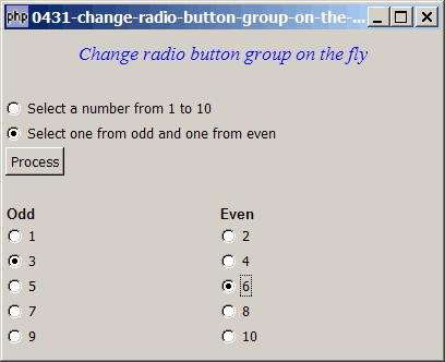 How to change radio button group on the fly?