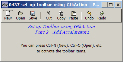 How to set up toolbar using GtkAction - Part 2 - add accelerators?