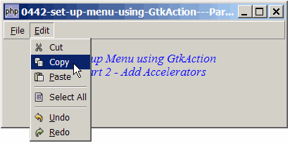 How to set up menu using GtkAction - Part 2 - add accelerators?