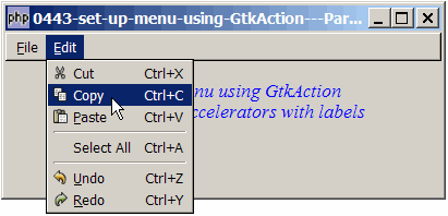 How to set up menu using GtkAction - Part 3 - add accelerators with labels?