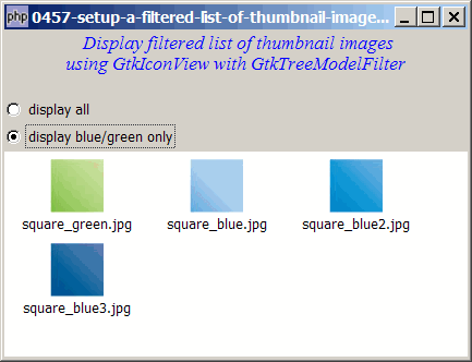 How to setup a filtered list of thumbnail images using GtkIconView with GtkTreeModelFilter?