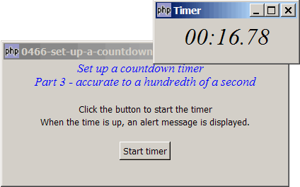 How to set up a countdown timer - Part 3 - accurate to hundredth of a second?