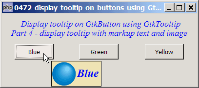 How to display tooltip on buttons using GtkTooltip - Part 4 - tooltip with markup text and image?