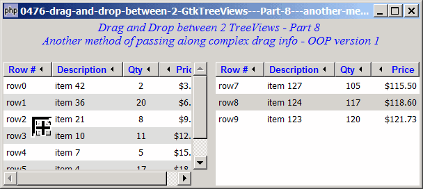 How to drag and drop between 2 GtkTreeViews - Part 8 - another method of passing along complex drag info - OOP ver 1?