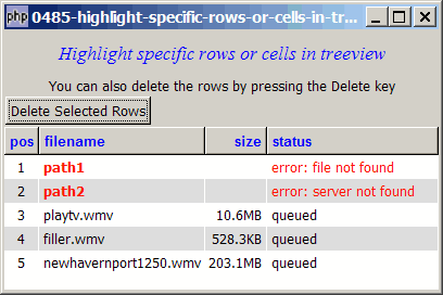 How to highlight specific rows or cells in treeview?
