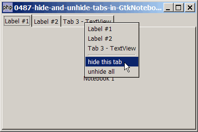 How to hide and unhide tabs in GtkNotebook?