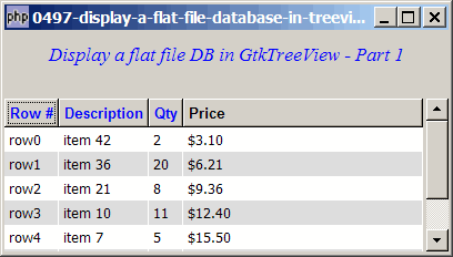 How to display a flat file database in treeview with dynamically created GtkListStore model - Part 1?